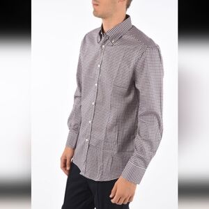Brunello Cucinelli Mini Checked Basic Sport Fit Button-Down Shirt